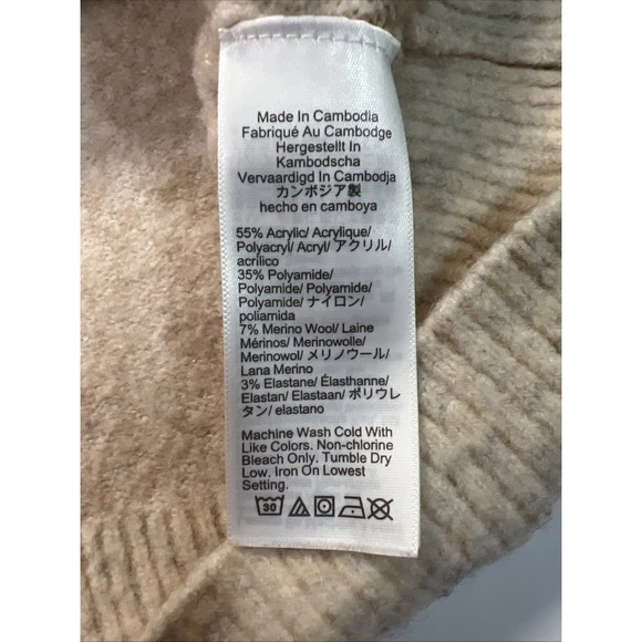 J Crew Colorblock Crewneck Wool‎ Blend Sweater Extra-soft Yarn tan women's Large - Picture 7 of 7